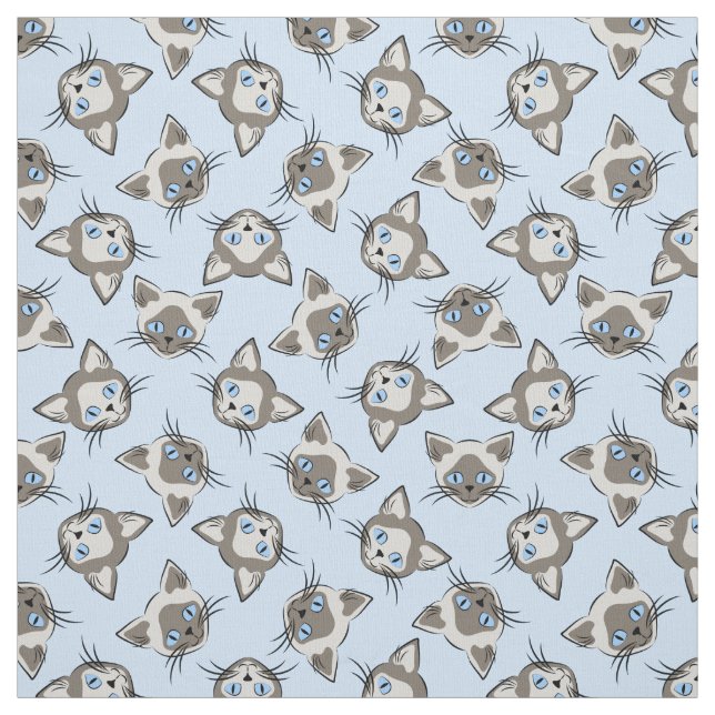 Siamesisches Mit Augen Cat Faces Graphic Art Muste Stoff (Muster)