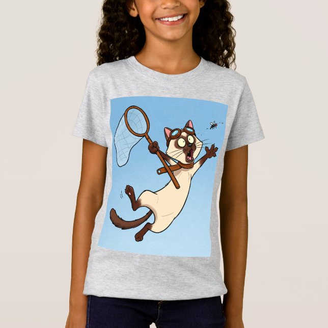Siamische Katze auf der Jagd, von Natasha Us T-Shirt (Vorderseite)