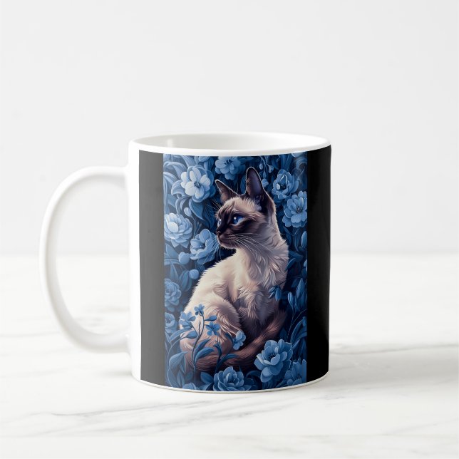 Siamische Katze in Blumen Kaffeetasse (Links)