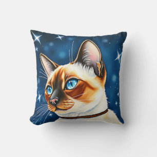 Siamische Katze Wasserfarbe Entdecke eine Nacht in Kissen