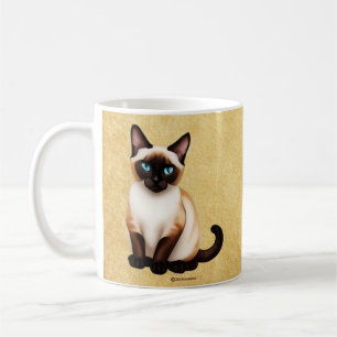 Siamkatze auf altem Papier Kaffeetasse