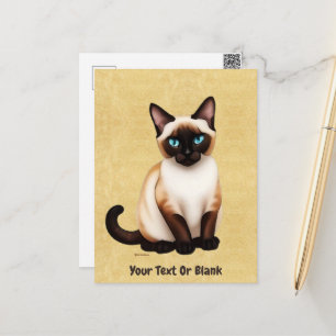 Siamkatze auf altem Papier Postkarte