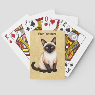 Siamkatze auf altem Papier Spielkarten