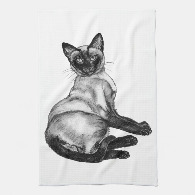 Siamkatze Geschirrtuch (Vertikal)