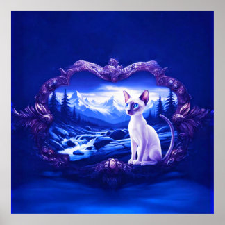 Siamkatze in Landschaftlichem Rahmen Poster