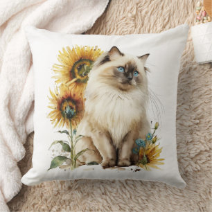 Siamkatze in Sonnenblumen Kissen