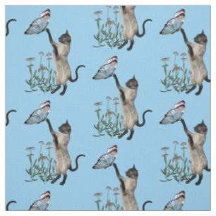 Siamkatze mit blauem Schmetterlingstier Stoff