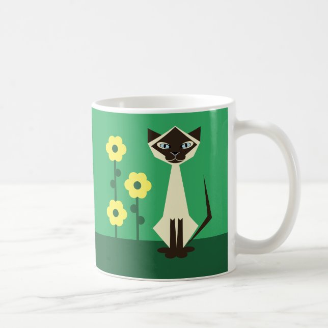 Siamkatze mit Blume Kaffeetasse (Rechts)