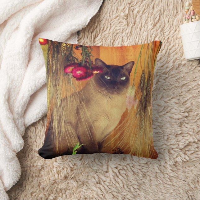 Siamkatze mit Blume Kissen (Decke)