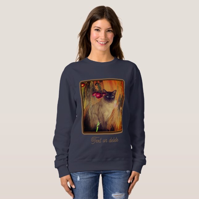 Siamkatze mit Personalisierten Blume Sweatshirt (Vorne ganz)