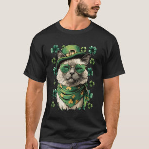 Siamkatze mit Shamrocks Herzen Sonnenbrille St. Pa T-Shirt