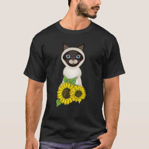 Siamkatze mit Sonnenblumen Katzenbesitzer Haustier T-Shirt
