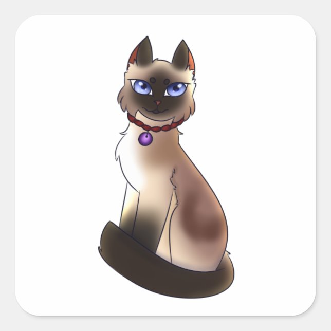 Siamkatze Quadratischer Aufkleber (Vorderseite)