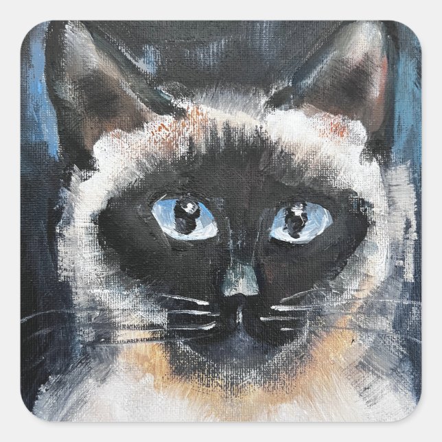 Siamkatze Quadratischer Aufkleber (Vorderseite)