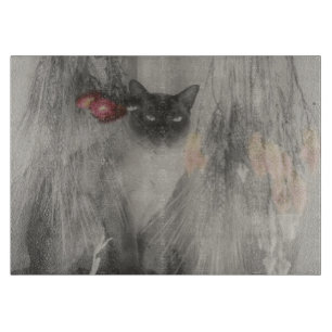 Siamkatze, schwarz-weiß schneidebrett
