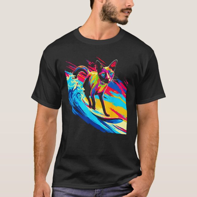 Siamkatze surft T-Shirt (Vorderseite)