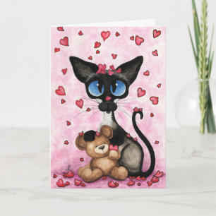 Siamkatze Valentinstag Grußkarte von Bihrle Karte