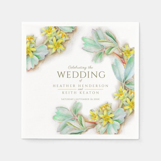 Sibbaldia procumbens Wildblume Aquarell Hochzeit Serviette (Vorderseite)