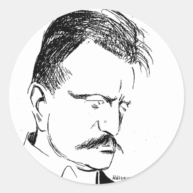 Sibelius: Zeichnung von Albert Engström (1904) Runder Aufkleber (Vorderseite)