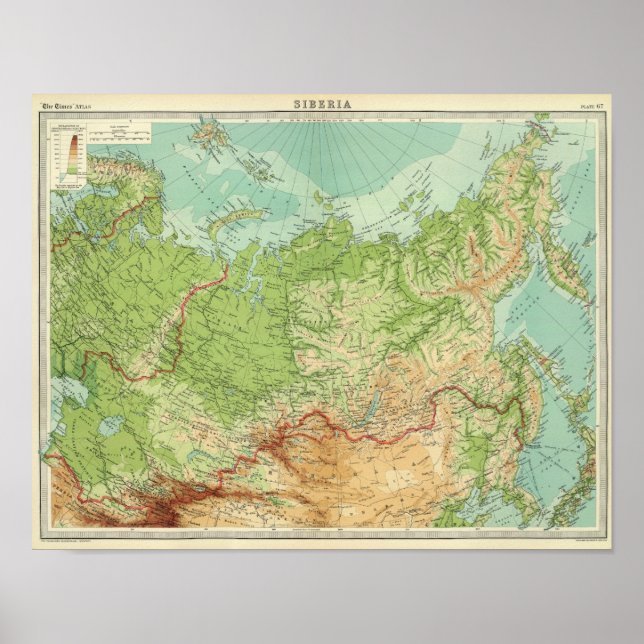 Siberia map with shipping routes poster (Vorne)