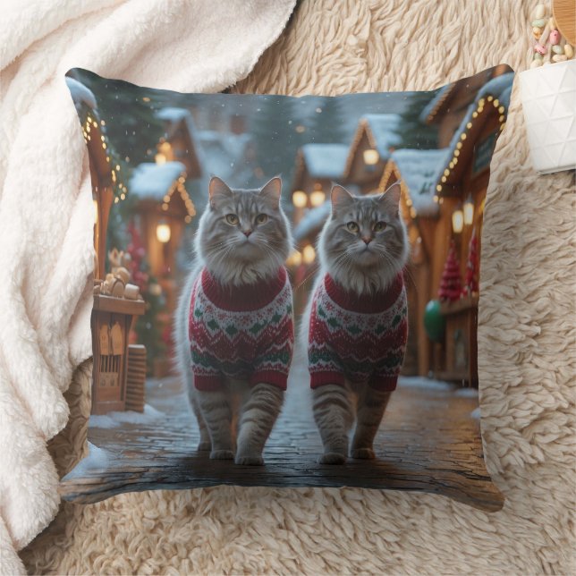 Siberian Cats Christmas Snow Holiday  Kissen (Decke)