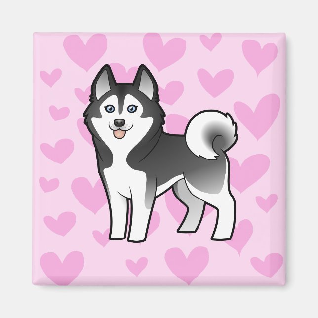 Siberian Husky / Alaskan Malamute Liebe Magnet (Vorne)