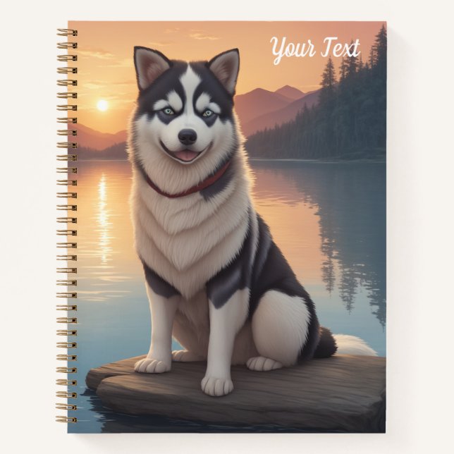 Siberian Husky am See Notizbuch (Vorderseite)