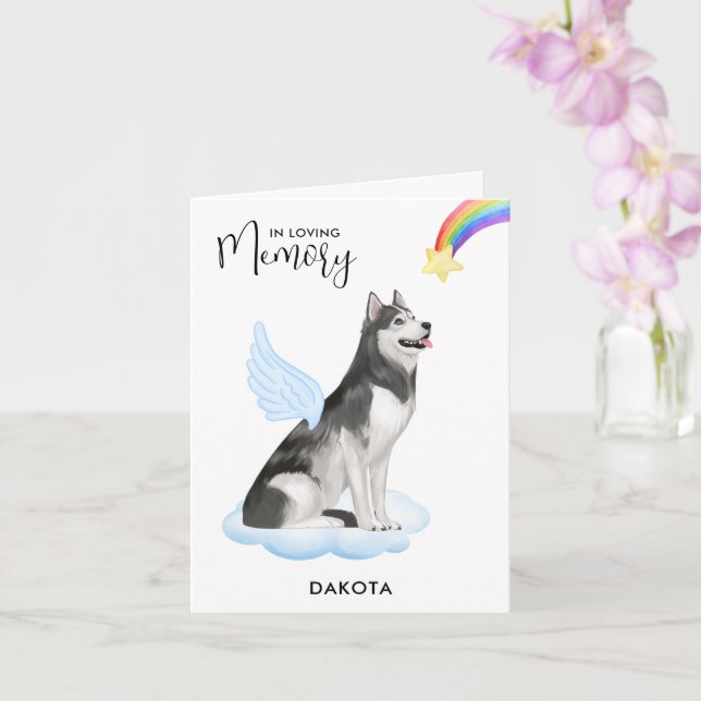 Siberian Husky Angel Dog Pet Loss Sympathie Karte (Orchidee)