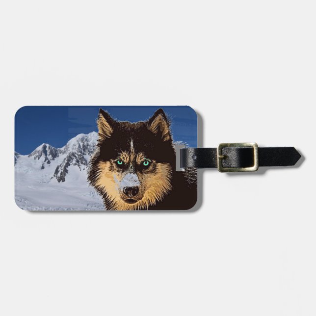 Siberian Husky Bag Tag Gepäckanhänger (Vorderseite horizontal)
