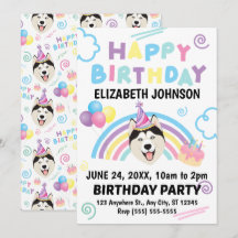 Siberian Husky Birthday Invitation