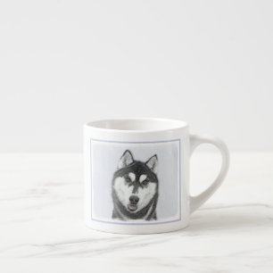 Siberian Husky (Black and White) Painting Dog Art Espressotasse