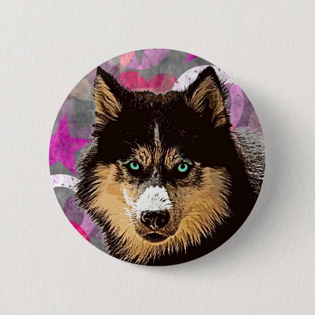 Siberian Husky Button (Vorderseite)