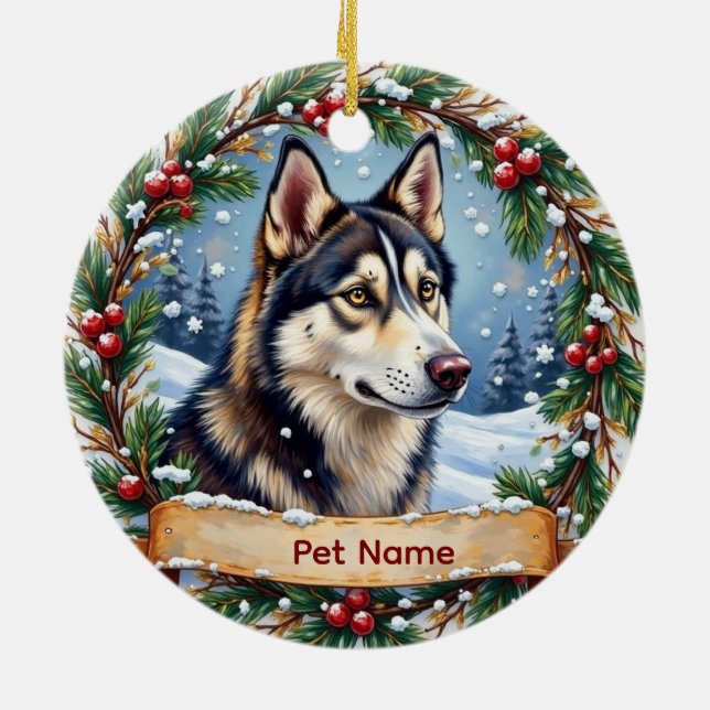 Siberian Husky Christmas Keramik Ornament (Hinten)