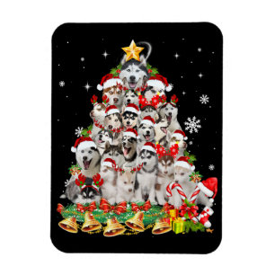 Siberian husky christmas tree lights Dog Xmas Magnet