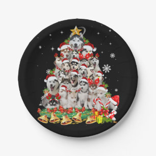 Siberian husky christmas tree lights Dog Xmas Pappteller