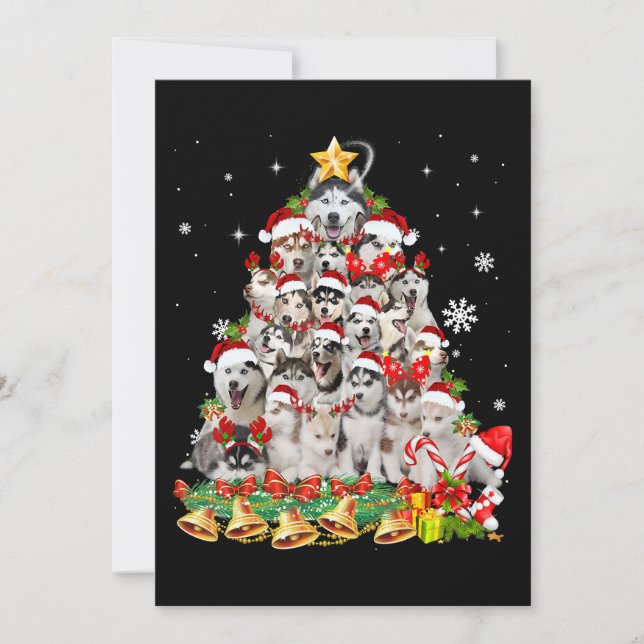 Siberian husky christmas tree lights Dog Xmas Save The Date (Vorderseite)