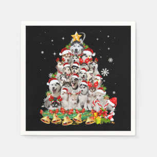 Siberian husky christmas tree lights Dog Xmas Serviette