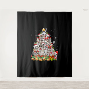 Siberian husky christmas tree lights Dog Xmas Wandteppich