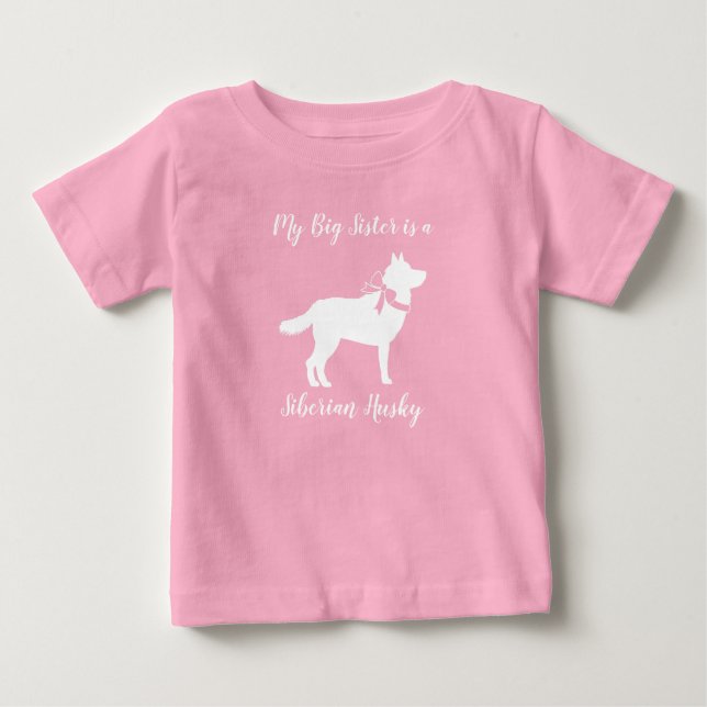 Siberian Husky Dog Baby Dusche Puppy Pink Girl Baby T-shirt (Vorderseite)