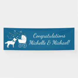 Siberian Husky Dog Baby Shower Welpe Blue Boy Banner