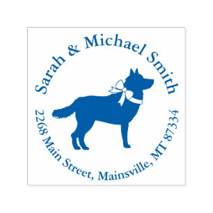Siberian Husky Dog Baby Shower Welpe Blue Boy Permastempel