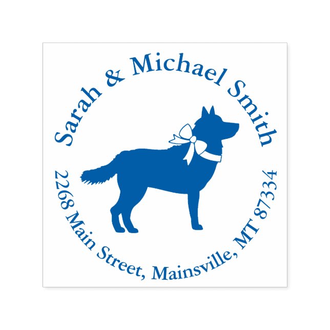 Siberian Husky Dog Baby Shower Welpe Blue Boy Permastempel (Design)