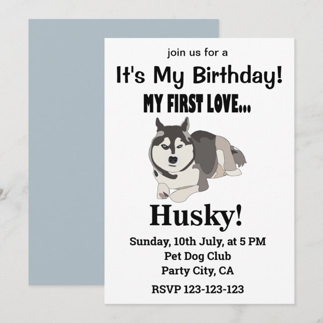 Siberian Husky Dog Birthday Siberian Husky Einladung (Vorne/Hinten)