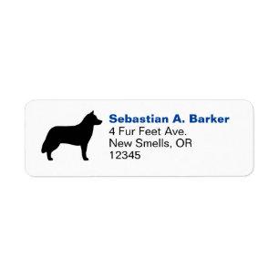 Siberian Husky Dog Breed Silhouette Return Address