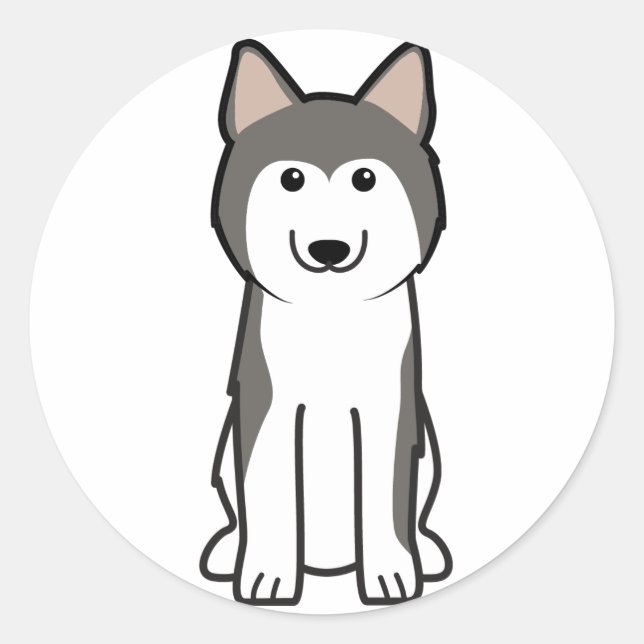 Siberian Husky Dog Cartoon Runder Aufkleber (Vorderseite)