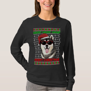 Siberian Husky Dog Funny Woof Frohe Weihnachten T-Shirt
