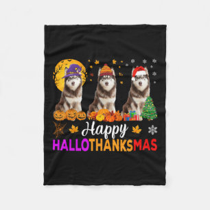 Siberian Husky Dog Halloween Weihnachtsdank Fleecedecke