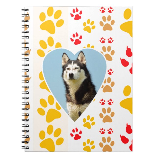 Siberian Husky Dog Heart Paws Print Notizblock (Vorderseite)