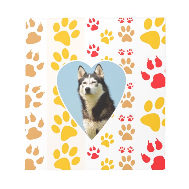 Siberian Husky Dog Heart Paws Print Notizblock (Vorderseite)