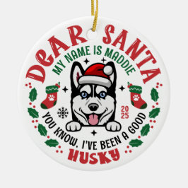 Siberian Husky Dog Individuelle Name Weihnachten R Keramik Ornament
